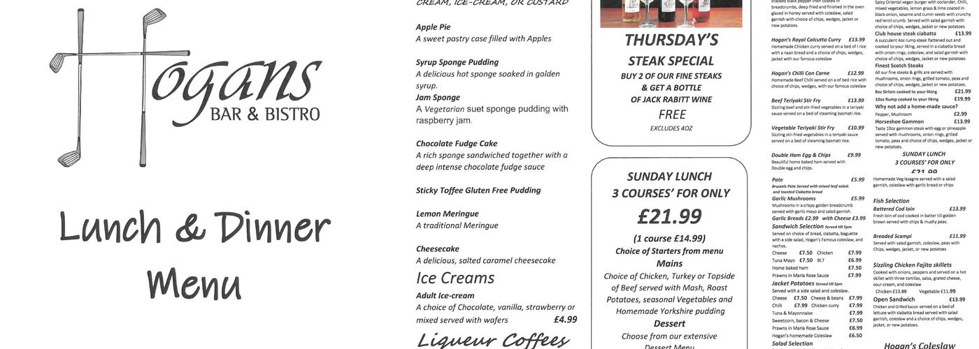 Hogans Bar & Bistro Menu