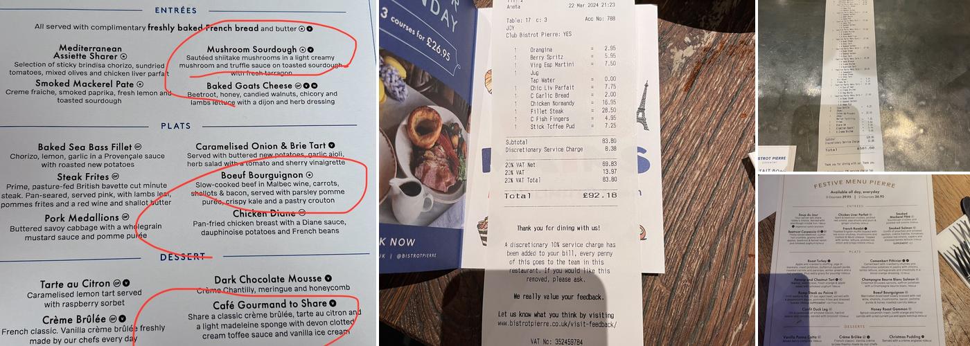 Bistrot Pierre - Coventry Menu