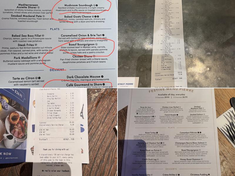 Bistrot Pierre - Coventry Menu