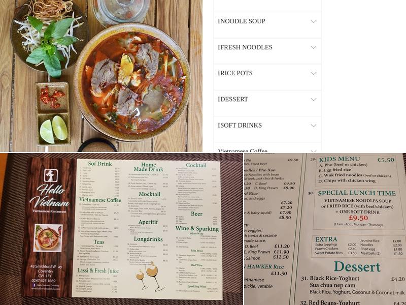 Hello Vietnam Restaurant Coventry Menu