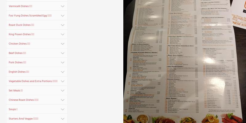 Chinese Kitchen Menu