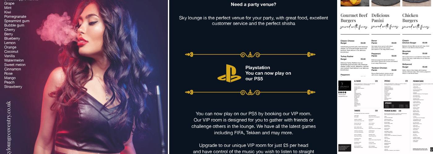 Sky Lounge Shisha Coventry Menu