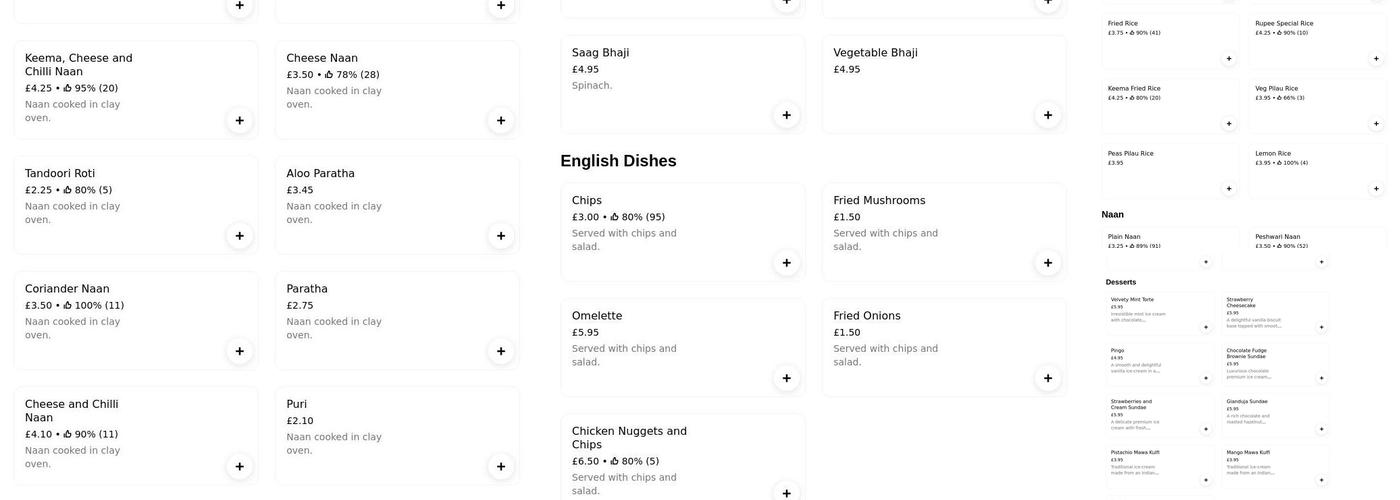 The Rupee Lounge Menu