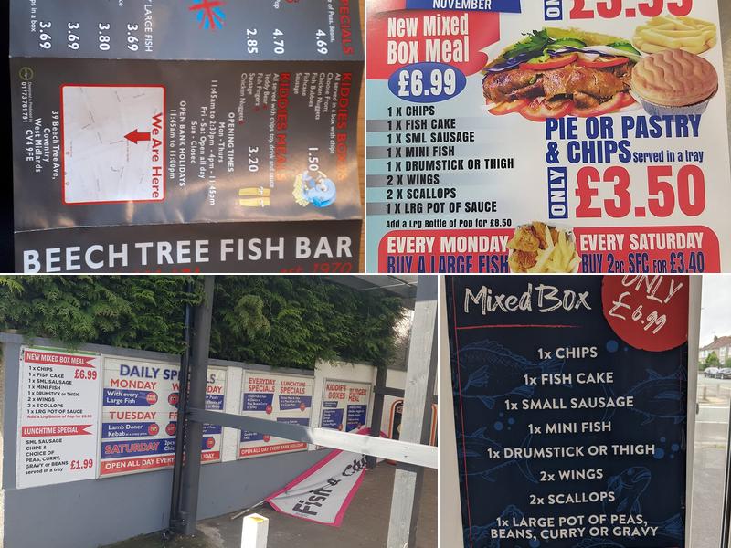 Beech Tree Fish Bar Menu
