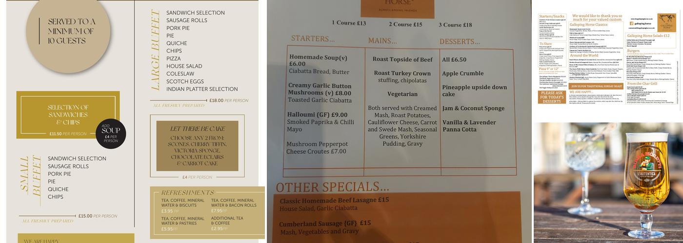 The Galloping Horse Menu