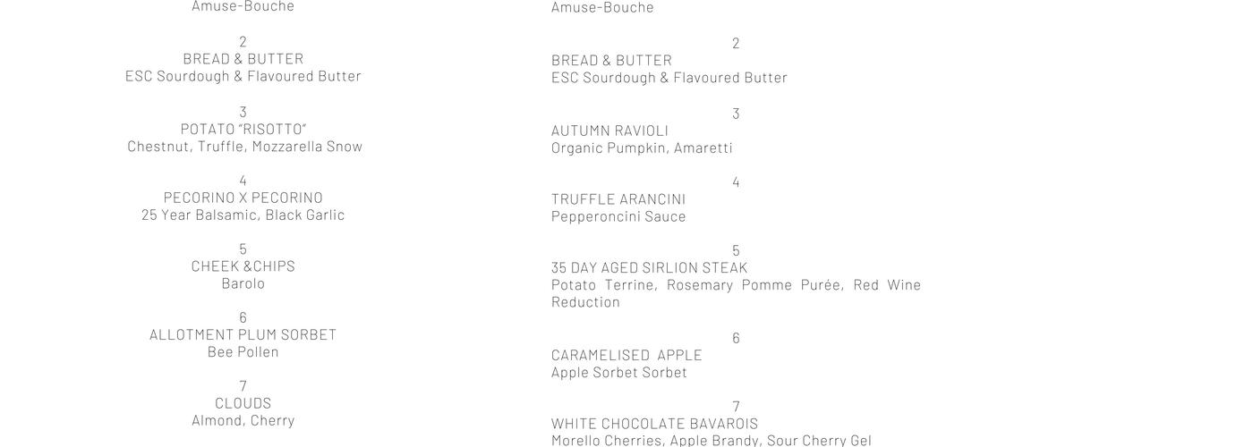 Earlsdon Supper Club Menu