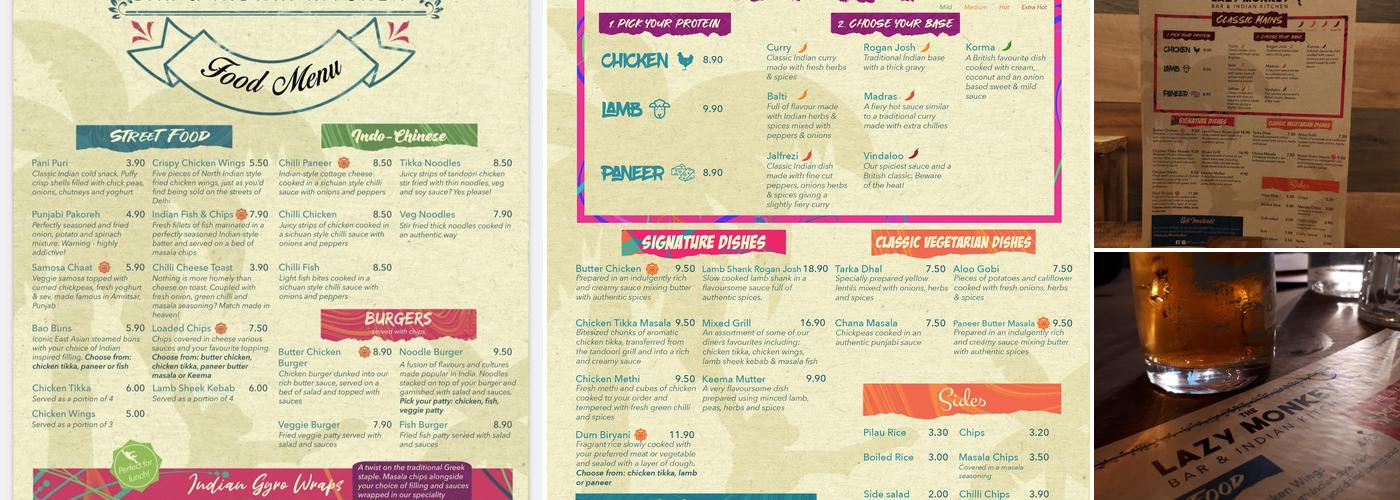 The Lazy Monkey Bar & Kitchen Menu
