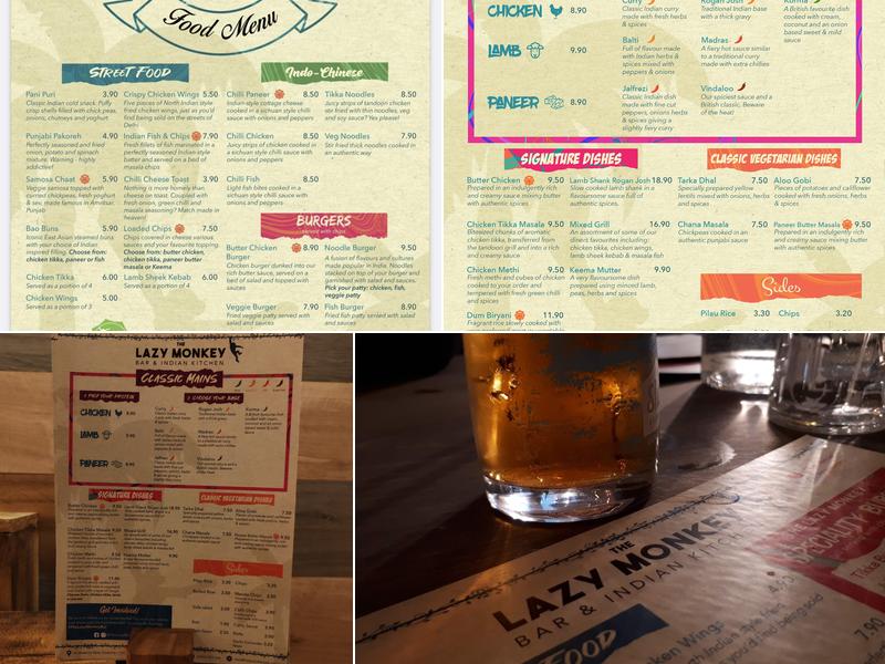 The Lazy Monkey Bar & Kitchen Menu