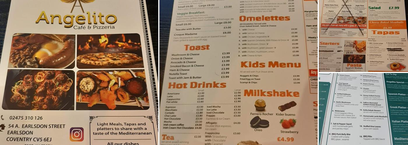Angelito Cafe & Tapas Bar Coventry Menu