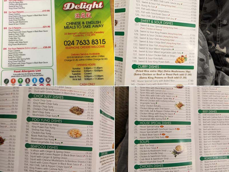 China Delight Menu