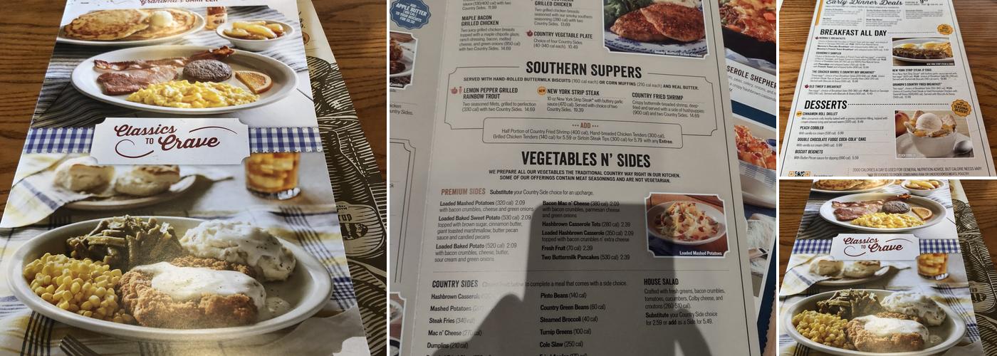 Cracker Barrel Old Country Store Menu