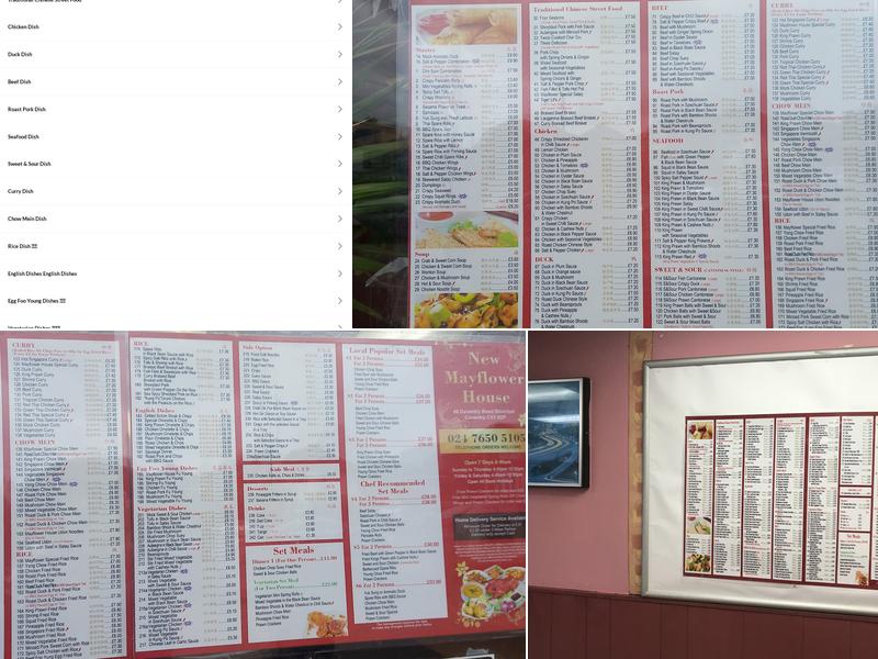 Mayflower House Menu