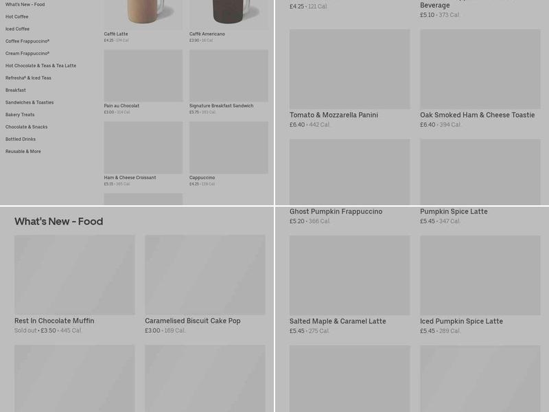 Starbucks Coffee Menu