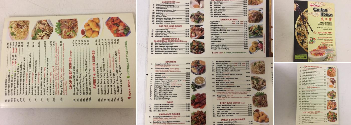 Canton House Coventry Menu