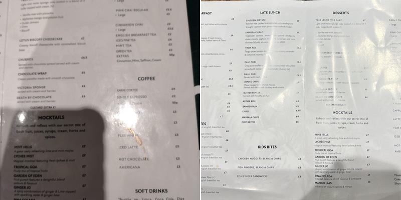 My Chai Menu