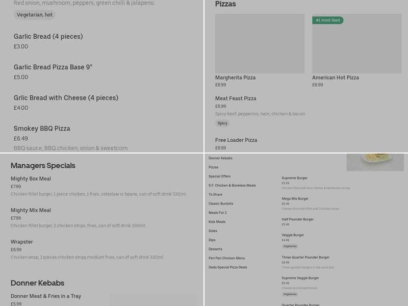 DADA CHICKEN & PIZZA Menu