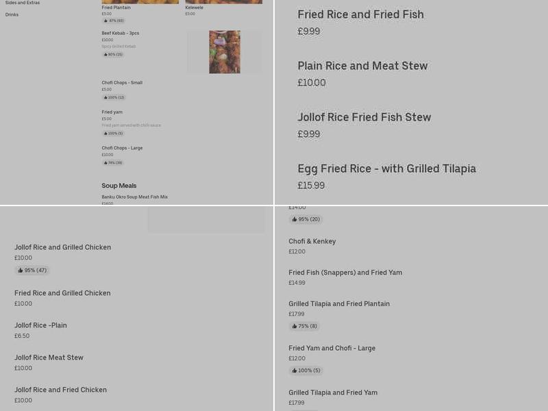 Afrilicken Junction Menu