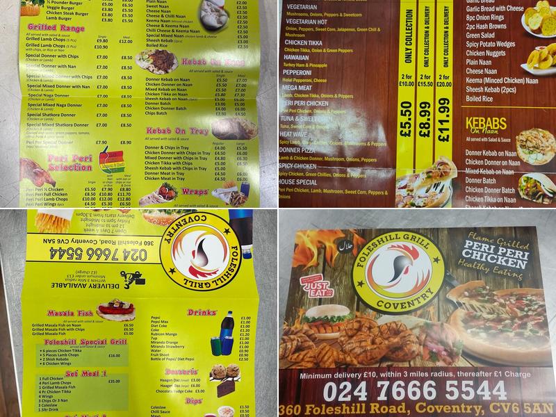 Foleshill Grill Menu