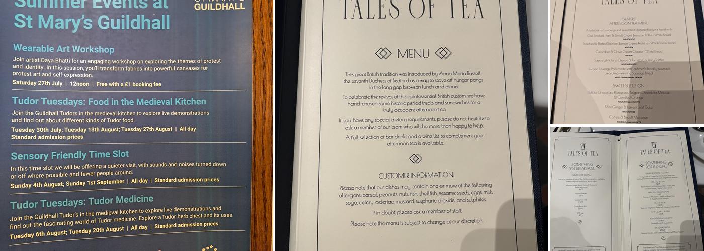 Tales of Tea at St. Mary's- Guildhall Menu