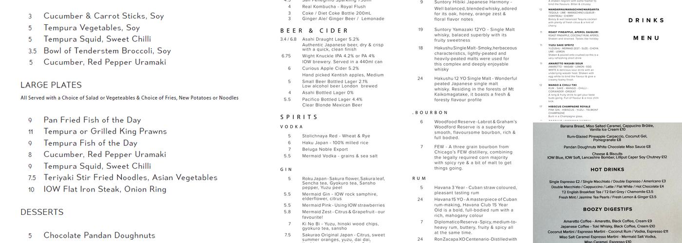 Smoking Lobster Cowes Menu