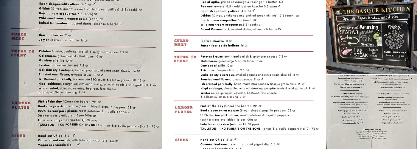 The Basque Kitchen Menu