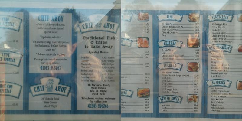 Chip Ahoy Menu