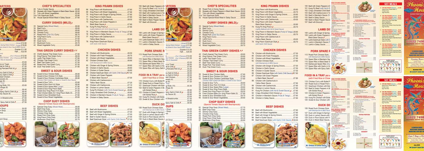 Phoenix House Chinese Takeaway Menu