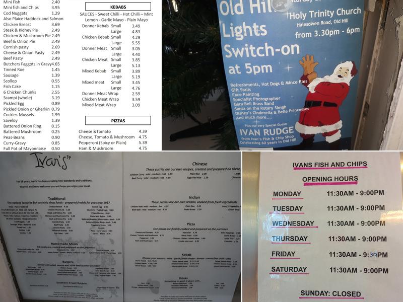 Ivan's fish and Chip Shop Menu