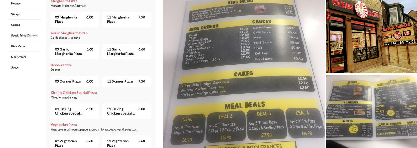 Kicking chicken Menu