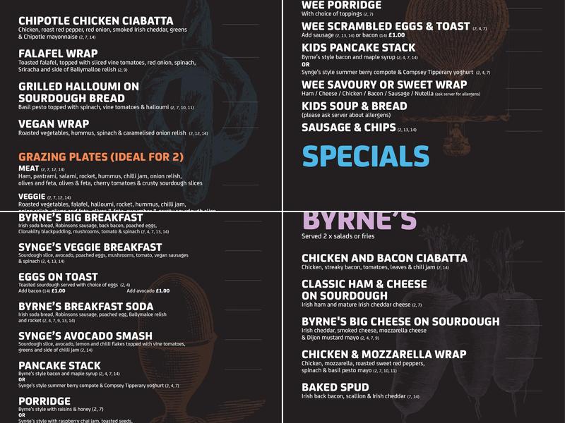 Synge & Byrne Deli Rushmere Menu
