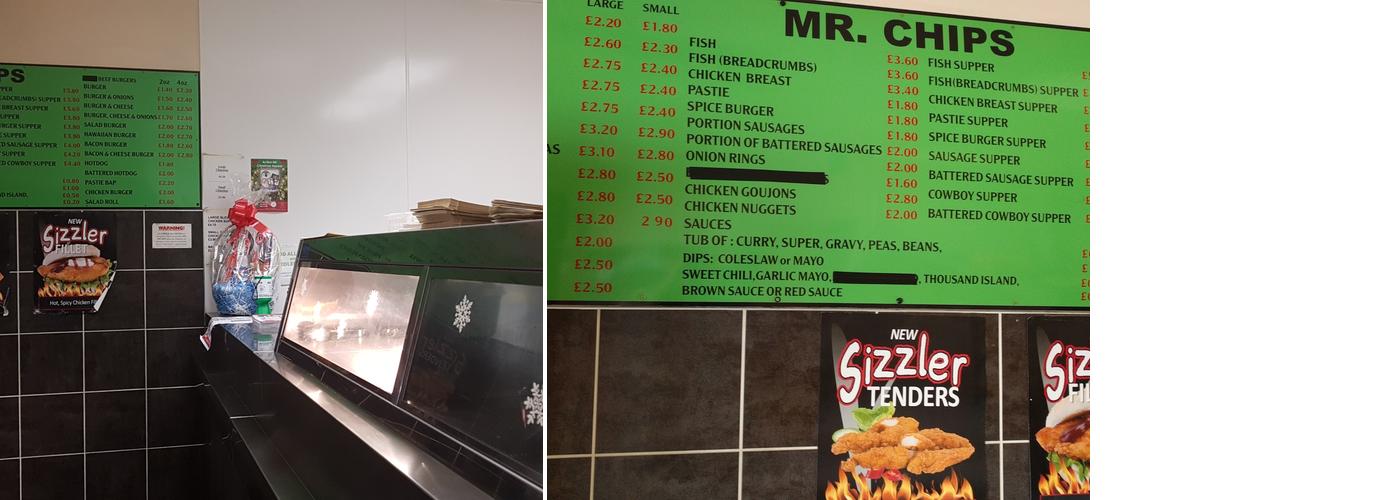 Mr Chips Menu