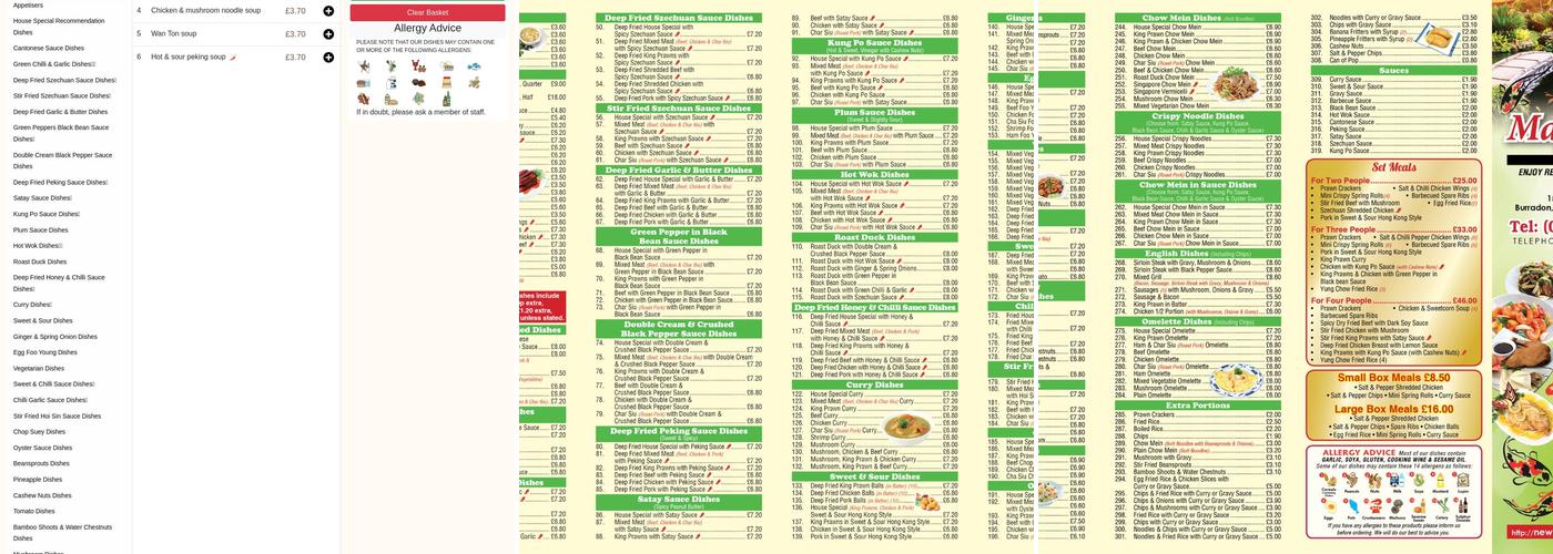 New Mayflower Chinese Takeaway Menu