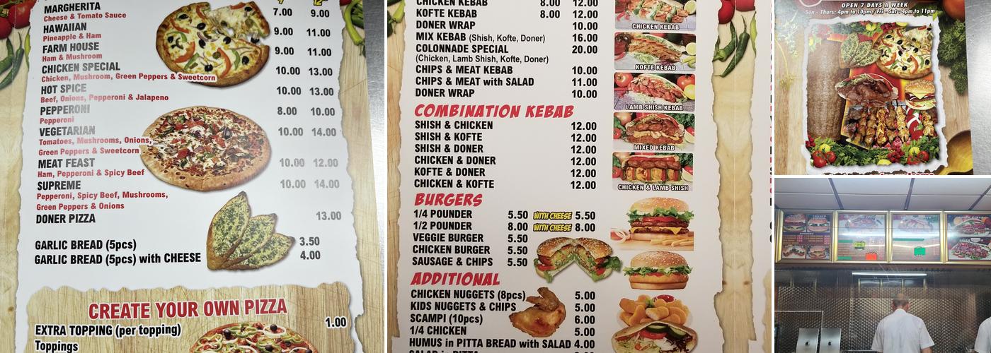 Colonnade K P C Menu