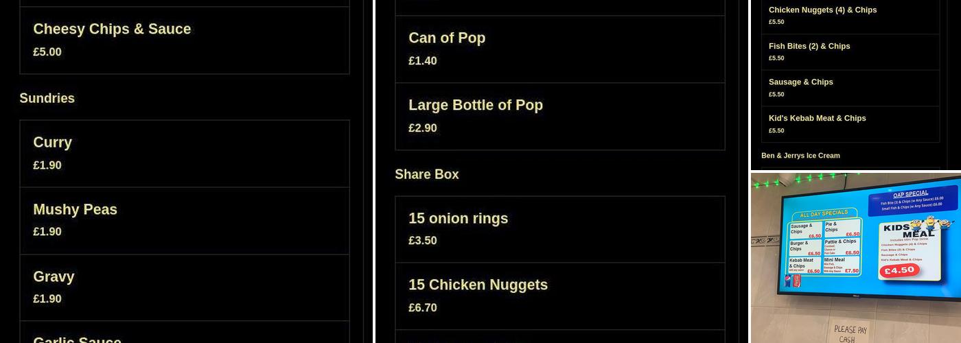 Golden Fry Chip Shop Menu