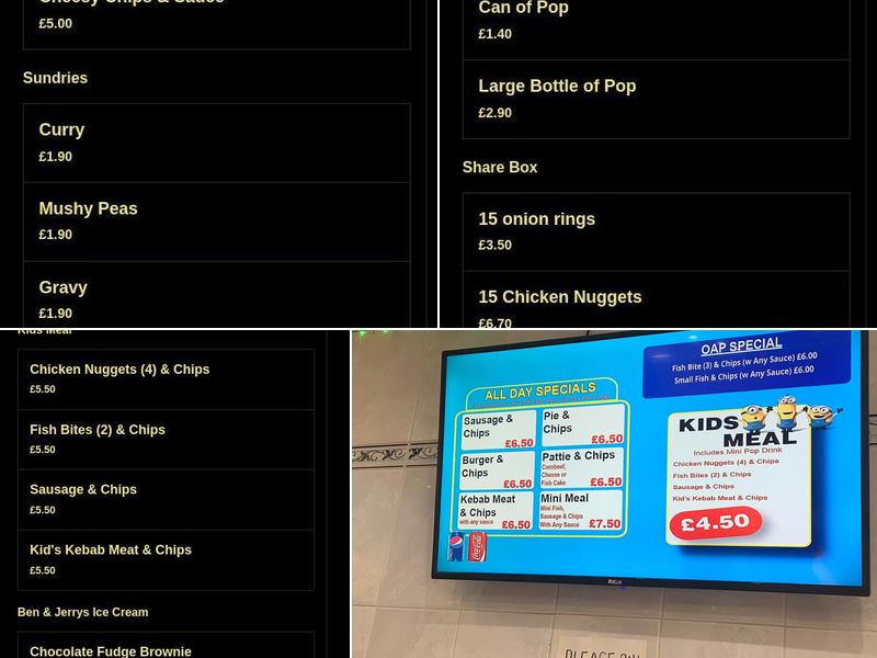 Golden Fry Chip Shop Menu