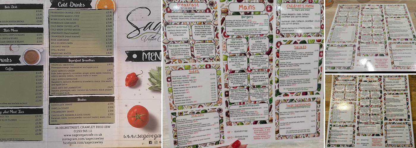 Sage vegan cafe Menu