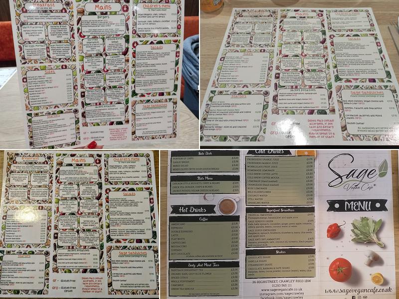 Sage vegan cafe Menu