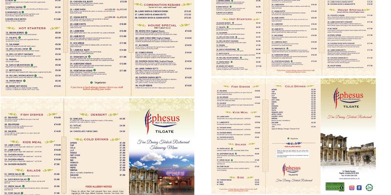 Ephesus Restaurant Tilgate Menu