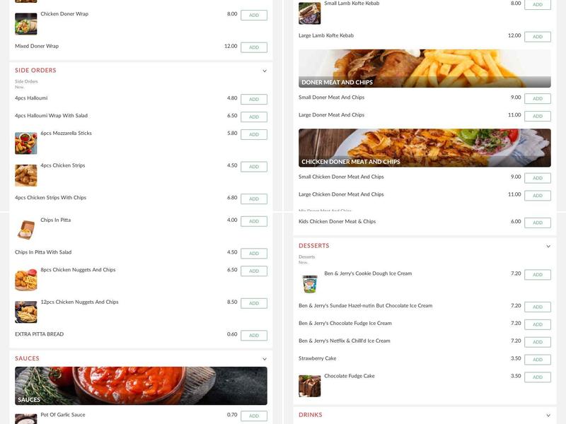 Troy kebab house Menu