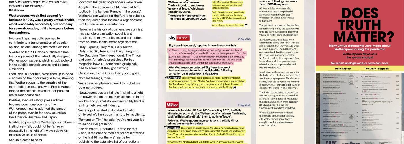 The Flying Horse - JD Wetherspoon Menu