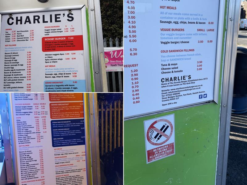 Charlie’s Burger Van Menu