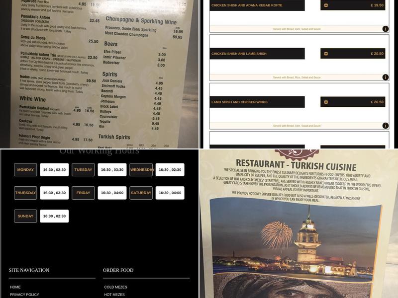 Sultan Restaurant Crawley Menu