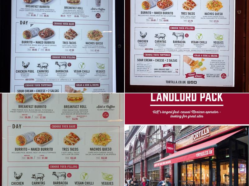 Tortilla Gatwick Airport Menu