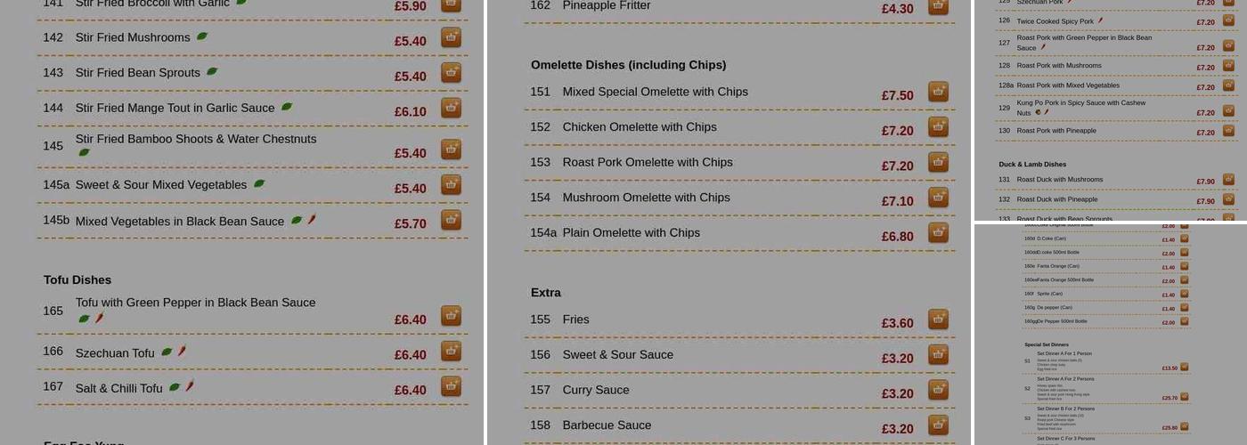 New Rainbow House Chinese Takeaway Menu