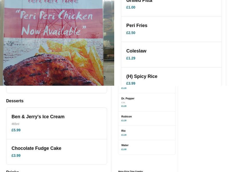 Pizza Time Crawley Menu