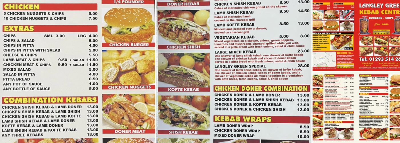 Langley Green Kebab Centre Menu