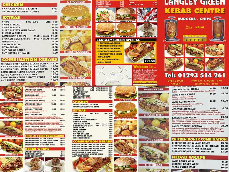 Langley Green Kebab Centre Menu