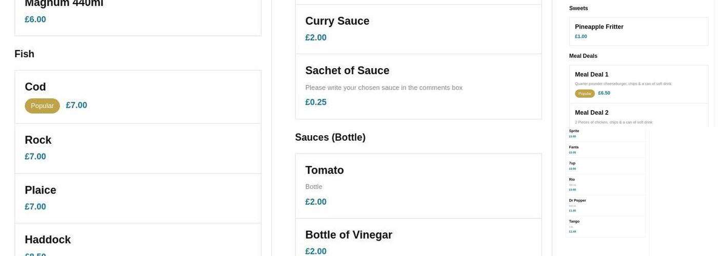 Fish Plaice @ Furnace Green Menu