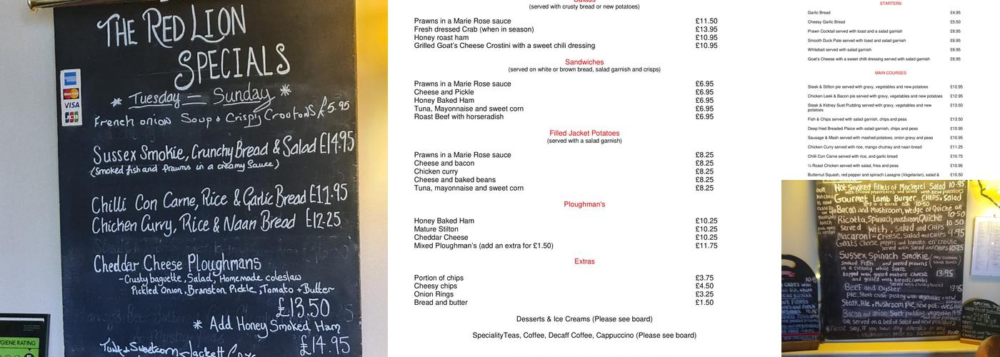 The Red Lion Menu