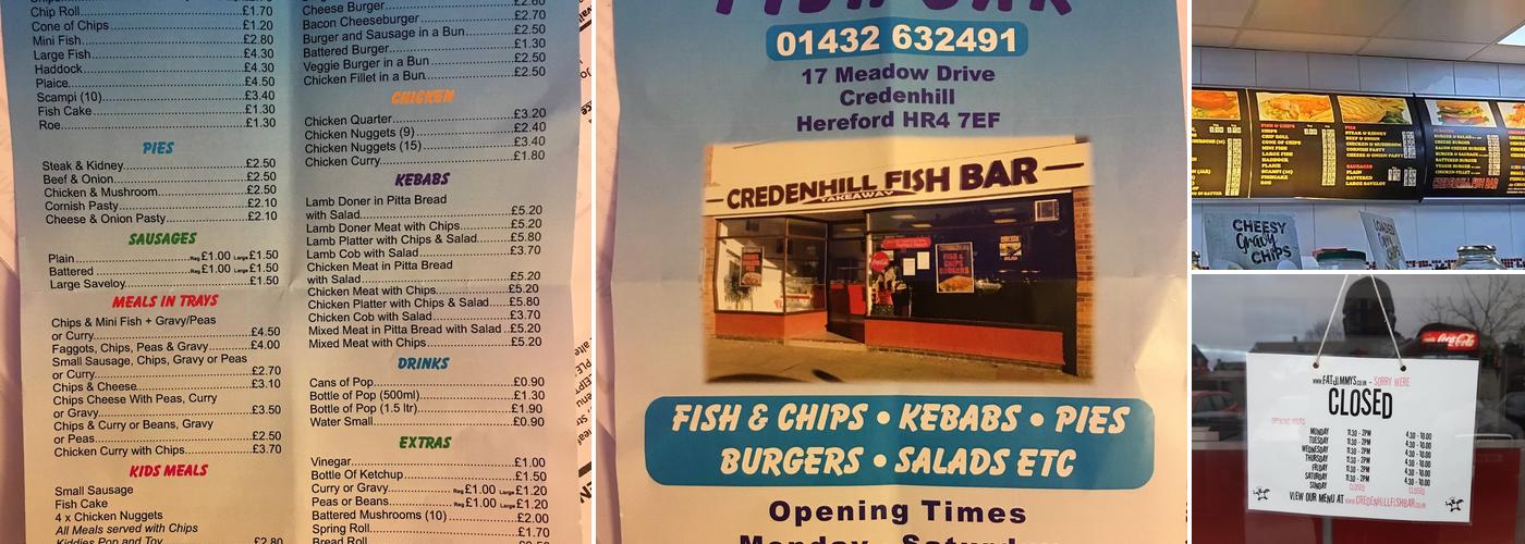 Credenhill Fish Bar Menu